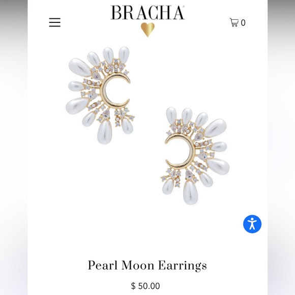 Bracha Pearl Moon Earrings - Picture 4 of 4